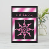 Elegant, roze muziekcirkel 45e verjaardag kaart (Staand voorkant)