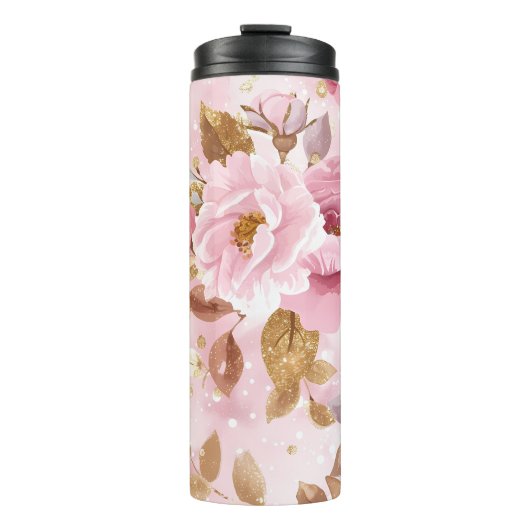 Elegant roze naadloos motief met rozen A Thermosbeker (Voorkant)