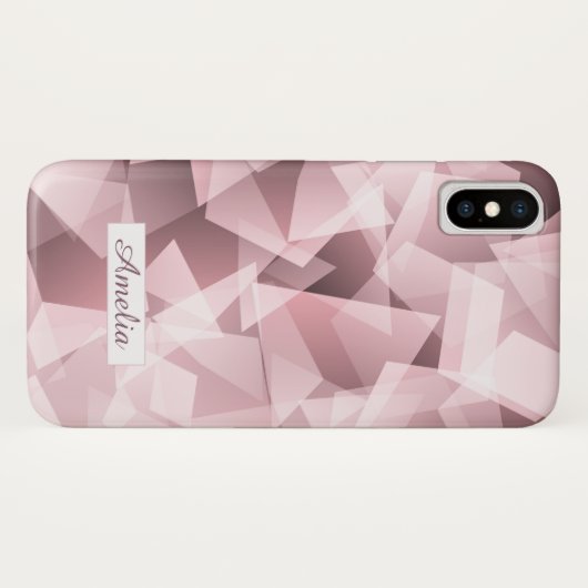 Elegant roze naam Geometric Polygonal Patroon Case-Mate iPhone Case (Achterkant (horizontaal))