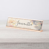 Elegant Roze Neutraal Leuk Boho Handgeschreven Scr Bureau Naambordje (Voorkant)