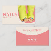 Elegant Roze Neutrale Boho Chique Moderne Nail Tec Visitekaartje (Voorkant / Achterkant)