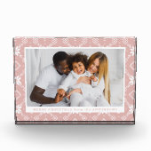 Elegant Roze Nordic Snowflake Patroon Kerstmis Fotoblokken (Voorkant)