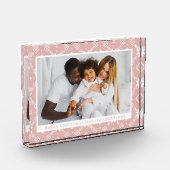 Elegant Roze Nordic Snowflake Patroon Kerstmis Fotoblokken (Links)