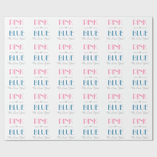Elegant roze of blauw geslacht onthullen omslagpap cadeaupapier (Vlak)