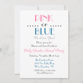 Elegant roze of Blue Gender Reopenbaart uitnodigin Kaart (Voorkant)