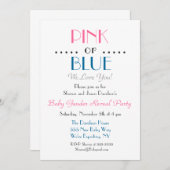 Elegant roze of Blue Gender Reopenbaart uitnodigin Kaart (Voorkant / Achterkant)