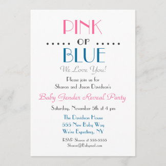 Elegant roze of Blue Gender Reopenbaart uitnodigin Kaart