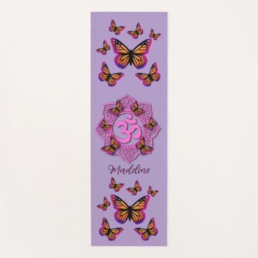 Elegant Roze ohm design roze vlinders Yogamat (Voorkant)