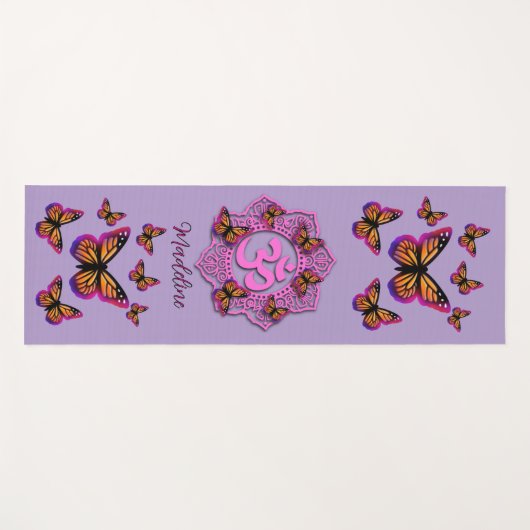 Elegant Roze ohm design roze vlinders Yogamat (Voorkant (horizontaal))