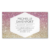 Elegant Roze Ombre Glitter Magnetisch Visitekaartj Visitekaartje Magneet (Voorkant)