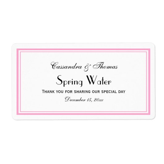 Elegant roze omhuld H Water Flaconetiket Etiket (Voorkant)