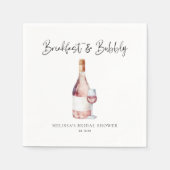 Elegant Roze Ontbijt & Bubbly Vrijgezellenfeest Servet (Voorkant)