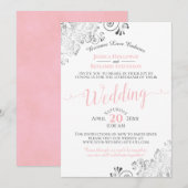 Elegant roze op witte bruiloft livestream kaart (Voorkant / Achterkant)