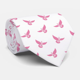 Elegant roze op witte duif naadloos patroon stropdas