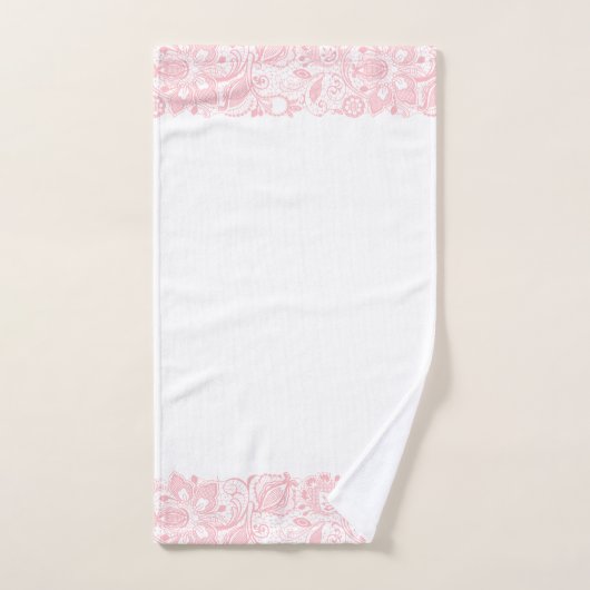 Elegant roze op witte kant rand badhanddoek bad handdoek (Handdoek)