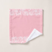 Elegant roze op witte kant rand badhanddoek bad handdoek (Wasdoekje)