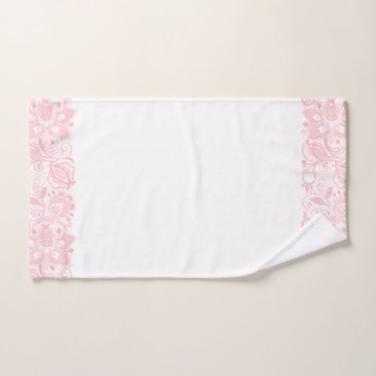 Elegant roze op witte kant rand badhanddoek bad handdoek (Handdoek)