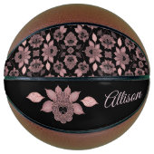 Elegant roze op zwart kant in  stijl basketbal (Voorkant)