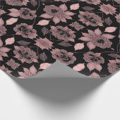 Elegant roze op zwart kant in  stijl cadeaupapier (Hoek)