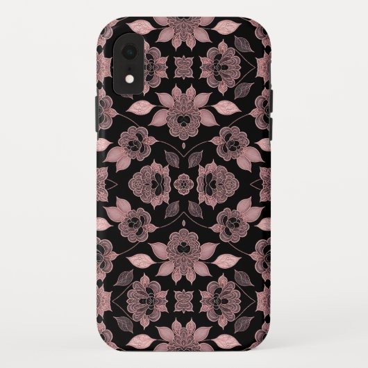 Elegant roze op zwart kant in stijl Case-Mate iPhone case (Achterkant)