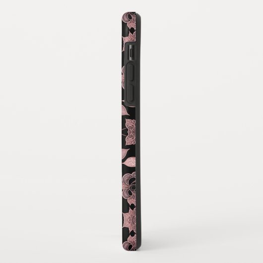 Elegant roze op zwart kant in stijl Case-Mate iPhone case (Achterkant/links)