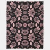 Elegant roze op zwart kant in  stijl fleece deken (Voorkant)