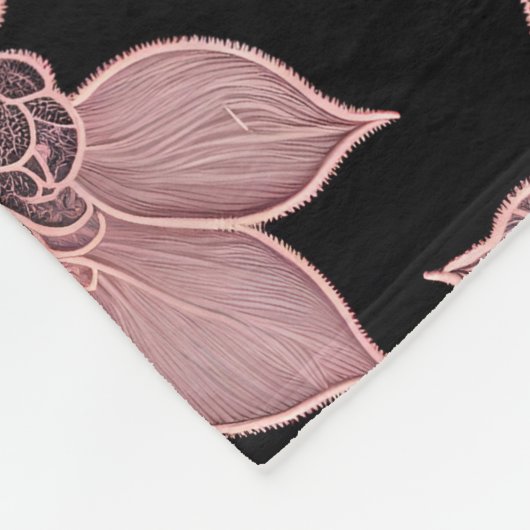 Elegant roze op zwart kant in  stijl fleece deken (Hoek)