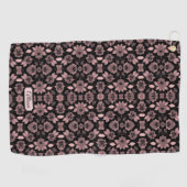 Elegant roze op zwart kant in  stijl golfhanddoek (Horizontaal)