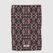 Elegant roze op zwart kant in  stijl golfhanddoek (Voorkant)