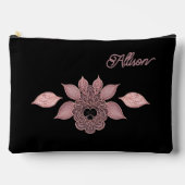 Elegant roze op zwart kant in  stijl op maat etui (Voorkant)