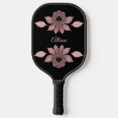 Elegant roze op zwart kant in  stijl pickleball paddle (Achterkant)