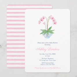 Elegant roze orchidee Chinoiserie Girl Baby shower Kaart