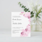 Elegant roze orchidee Elegant Botanical Wedding Kaart (Staand voorkant)