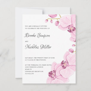Elegant roze orchidee Elegant Botanical Wedding Kaart