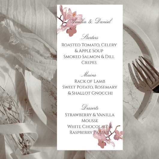 Elegant Roze Orchidee Menu Kaart