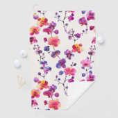 Elegant roze orchidee patroon golfhanddoek (Insitu)