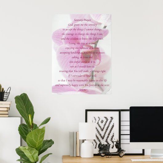 Elegant roze orchidee Script Service Prayer Poster (Thuiskantoor)