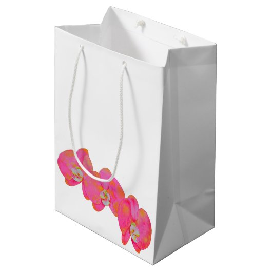 Elegant Roze Orchidee waterverf schilderij Medium Cadeauzakje (Voorkant Gekanteld)