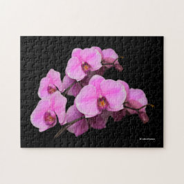 Elegant roze orchideeën Phalaenopsis op zwart Legpuzzel