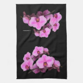 Elegant roze orchideeën Phalaenopsis op zwart Theedoek (Verticaal)