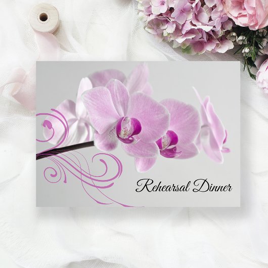 Elegant roze orchideeën Wedding Rehearsal Dinner Kaart