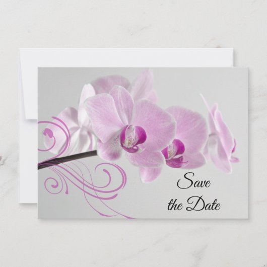 Elegant roze orchideeën Wedding Save the Date Kaart (Voorkant)