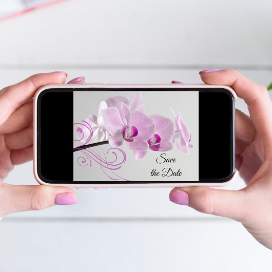 Elegant roze orchideeën Wedding Save the Date Kaart