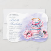 Elegant roze Paars 75th Birthday Tea Party Kaart (Voorkant)