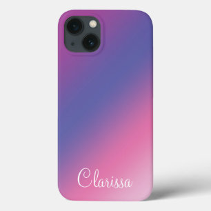 elegant roze paars blauw ombre gradiënt kleurloos iPhone 13 hoesje