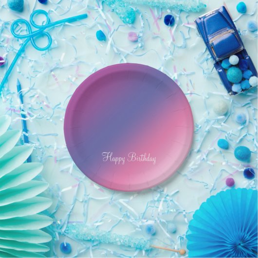 elegant roze paars blauw ombre gradiënt kleurloos papieren bordje (Feest)