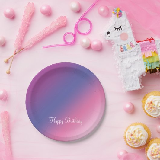 elegant roze paars blauw ombre gradiënt kleurloos papieren bordje (Feest)