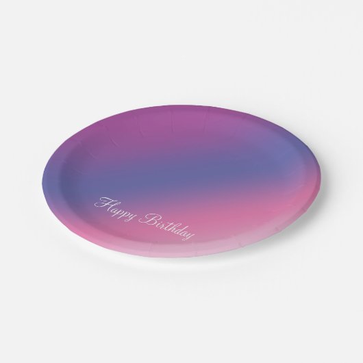 elegant roze paars blauw ombre gradiënt kleurloos papieren bordje (Gekanteld)