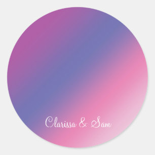 elegant roze paars blauw ombre gradiënt kleurloos ronde sticker