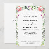 Elegant roze Paars en groene Floral Arbor Wedding Kaart (Voorkant / Achterkant)